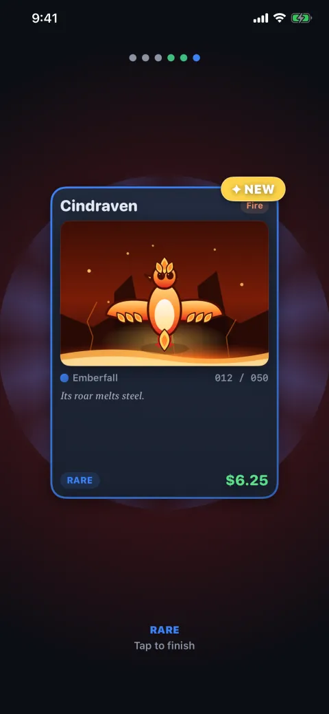 A new rare flipping over during a pack reveal